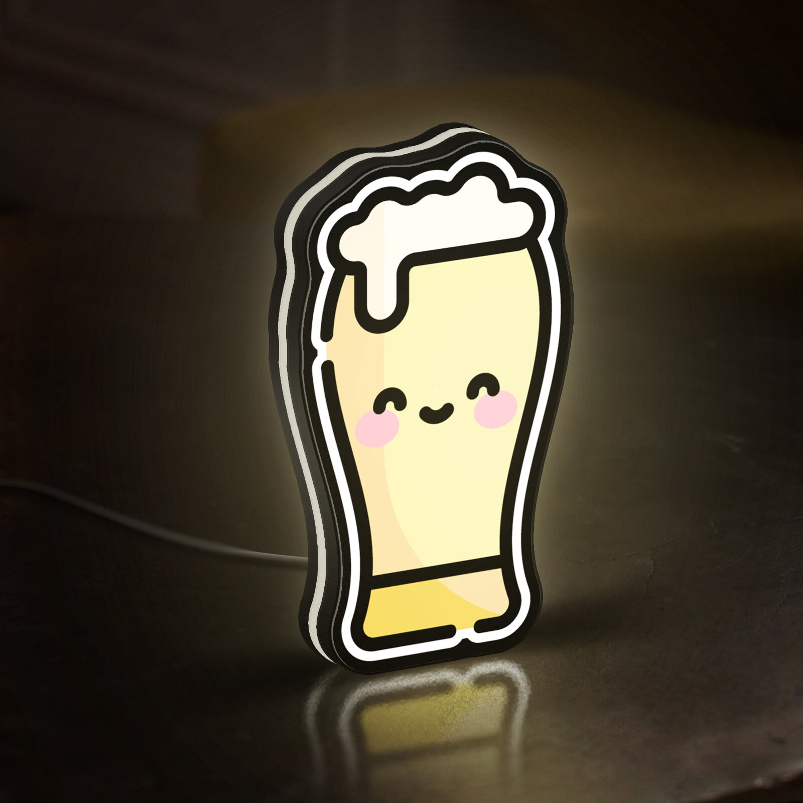 Alcohol Beer 3D Novelty Light Box, Glass Lamp Decor for Beverage Lovers, Party Decor and Barroom Enthusiasts (Width 8 inch, 20cm)