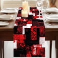 thumbnail image 3 of Red Black Table Runner, Modern Abstract Art Botanical Washable Cotton Linen Table Runners 108 Inches Long, Dresser Scarf Runner for Dining/Living Room/Kitchen/Square Tables 13''x108'', 3 of 9