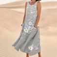 thumbnail image 2 of Giftesty Summer Dresses for Women Sleeveless Cotton and Linen Round Neck Printed Long Dress with Pocket, 2 of 5