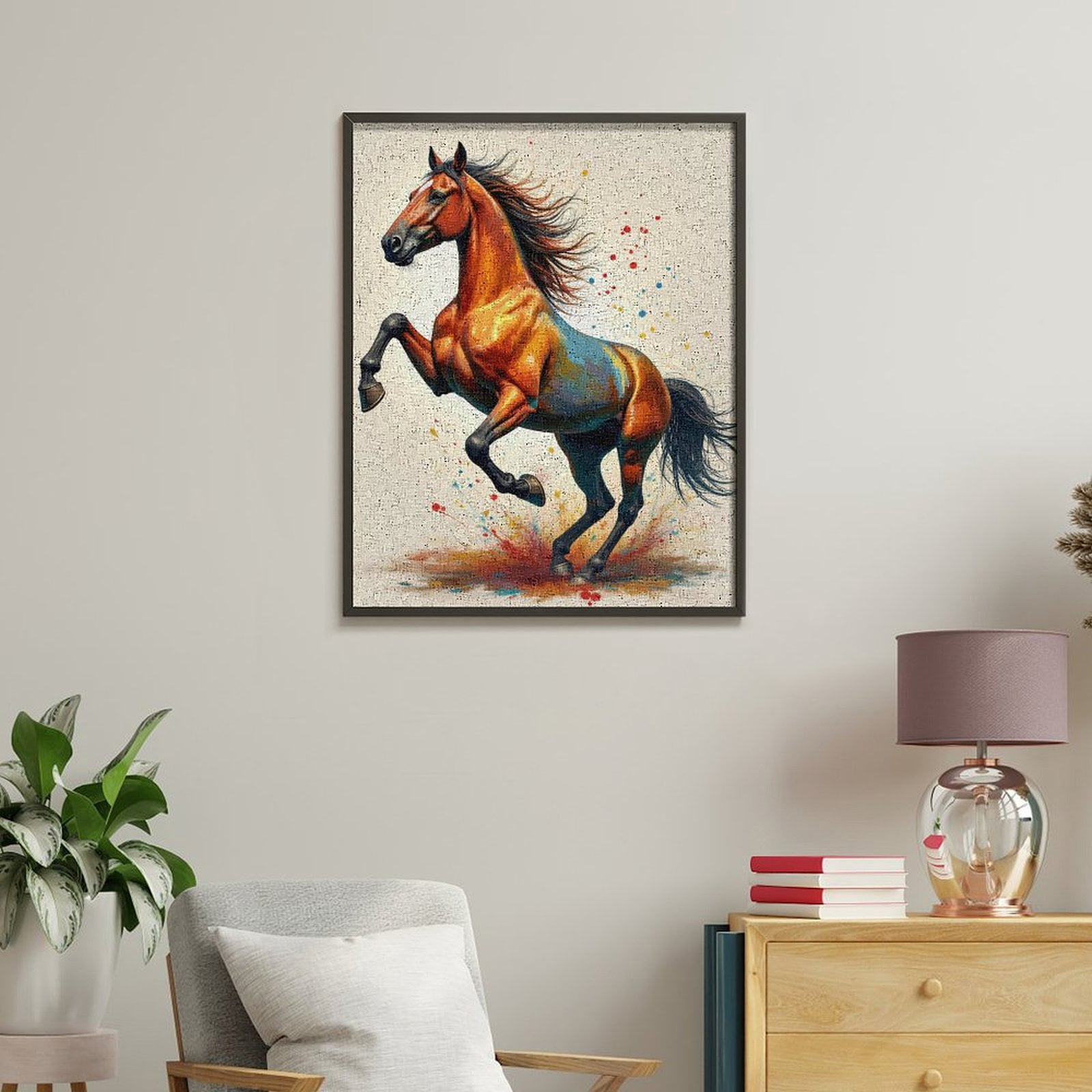 Paint By Numbers Kit for Adults Beginner - DIY Dynamic Splatter Horse Art Canvas Painting Kits for Adults, Frameless Paint By Number for Adults for Home Wall Decor 16x20 Inch