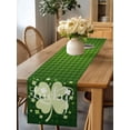 thumbnail image 4 of Burlap Table Runner 48 Inches Long, St Patrick Spring Luck Clovers Leaves Non-Slip Kitchen Table Runners for Dining Room Everyday Use Party Table Decorations Green Diagonal Lattice Plaids, 4 of 9