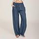thumbnail image 1 of ICHUANYI ClearanceWomen Casual Cotton Linen Drawstring Elastic Waist Long Wide Leg Pants(Navy, XXL) ICHUANYI WER202308040956, 1 of 9