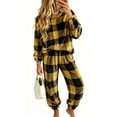 thumbnail image 2 of QATAINLAV Women's Fleece Pajamas Winter Warm Plush Pajama 2 Piece Set Fashion Plaid Fluffy Sleepwear, 2 of 7