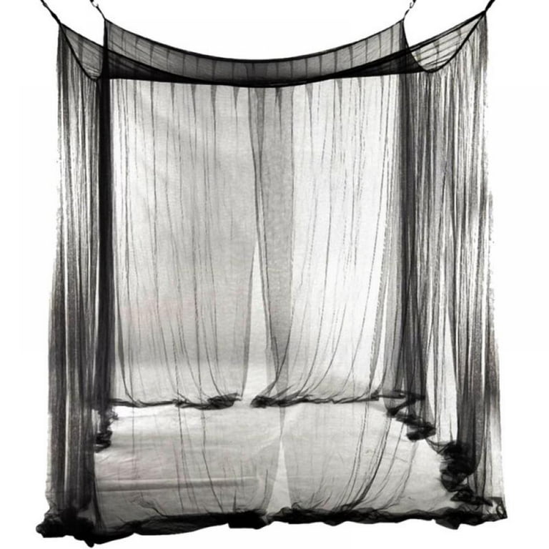 Mosquito NET for Bed Canopy, Four Corner Post Curtains Bed Canopy Elegant  Mosquito Net Set, Stick Hook &Profession Rope for net, Screen Netting Canopy  Curtains, Full/Queen/King/Black(75 x 83 x 94 ) 