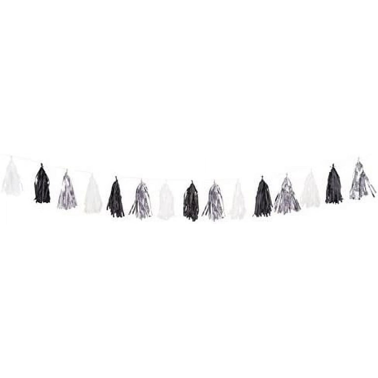 Black and sale white tassel garland