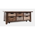 thumbnail image 3 of Jofran Painted Canyon Rustic Solid Acacia Box Coffee Table with Pull-Through Drawers and Caster Wheels, 3 of 7