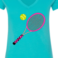 thumbnail image 4 of Inktastic Pink Tennis Racket and Ball Women's V-Neck T-Shirt, 4 of 5
