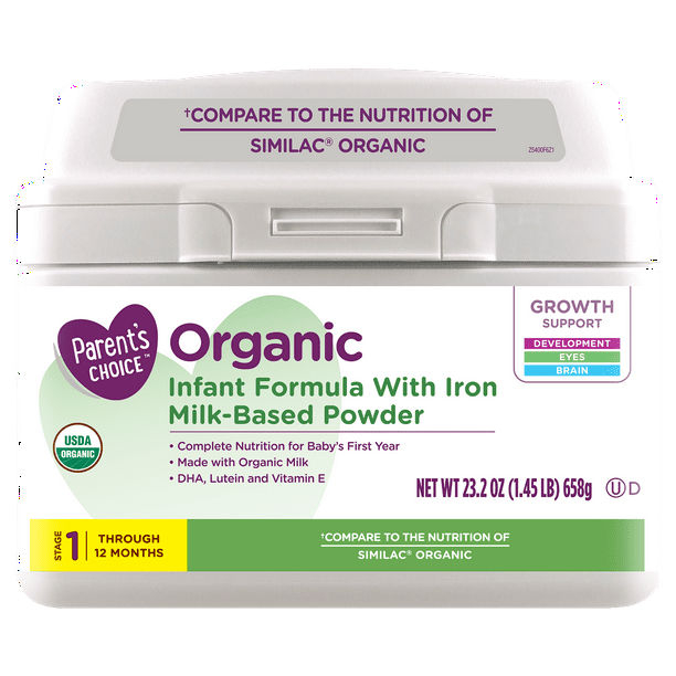 Parent's Choice Organic Infant Formula Powder with Iron, Organic, NonGMO¥ Ingredients Plus DHA