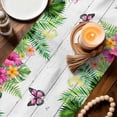 thumbnail image 3 of Tropical Spring Table Runner 72 Inches, Floral Leaves Butterflies Gray Wooden Bed Runner Dresser Scarves Tabletop for Indoor Outdoor Parties/Ceremony/Banquet, 16" x 72", 3 of 9