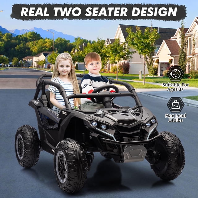 EastVita 2 Seater Ride on Electric Car, 24V Ride on Toys, Remote Control, Black