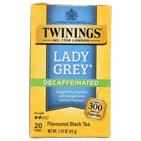 Pack of 6, Twinings Lady Grey Decaffeinated Black Tea, 1.41 oz