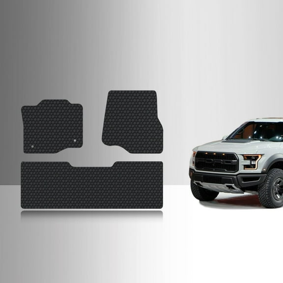ToughPRO Front   2nd Row Mats Compatible with Ford F150 2016 Super Cab - All Weather Heavy Duty (Made in USA) Black Rubber