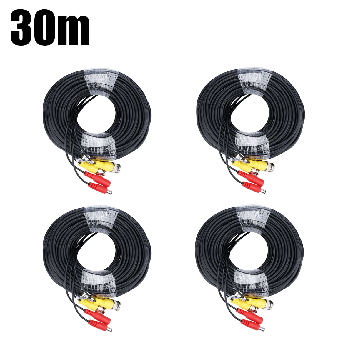 Black 100ft Power /& Video Cable for HD Security CCTV Systems Kit