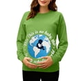 thumbnail image 2 of RKSTN Women's Maternity Sweatshirts Oversized Pregnancy Graphic Print Long Sleeve T Shirts Womens Casual Solid Plus Size Round Neck Loose Fits Comfy Funny Printed Pullover Hoodless Sweatshirt Tops, 2 of 7