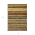 thumbnail image 3 of 3' X 5' Coral Gold And Green Striped Washable Indoor Outdoor Area Rug, 3 of 5