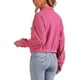 thumbnail image 3 of Chaqueta corta de felpa Inspire Chic para mujer con cuello alto, manga larga y estilo casual en color rosa intenso, talla XL, 3 of 6