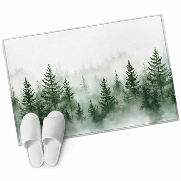 Retro Trees Plants AreaRug 2x3ft Watercolor Green Forests Non-SlipWashable SquareRugs Soft Felt Indoor Floor Mat for Bedroom Kitchen Living Room Bathroom