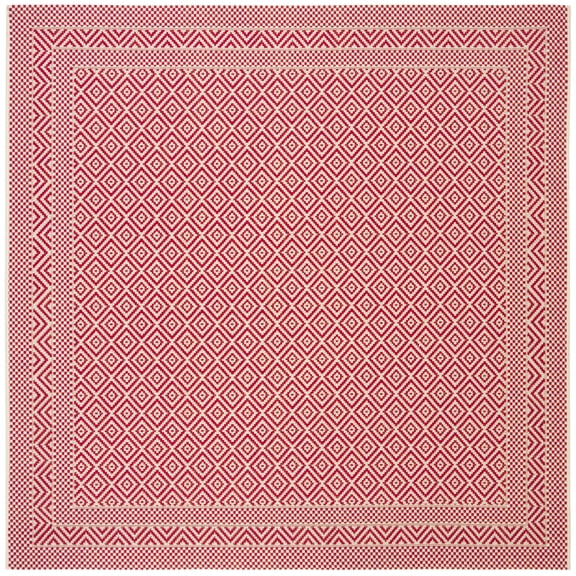 Safavieh Courtyard Grace Geometric Indoor/Outdoor Area Rug, Beige/Red, 6'7" x 6'7" Square