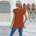 thumbnail image 4 of HAPIMO Women's Trendy Loose Tops Tunic Solid Color Summer Tees Ruffle Sleeve V Neck Pullover Elegant Casual Relaxed Blouses for Teen Girls Orange, 4 of 4