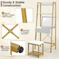 thumbnail image 5 of Costway Vanity Table Set Flip Top Mirror Ladder Storage Shelf Cushioned Stool White, 5 of 10