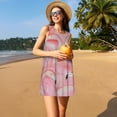 thumbnail image 3 of Easygdp Flamingos para Vestido Transpirable de Mujer, Vestido Suelto de Manga Corta con Pliegues y Bolsillos para el Verano, 3 of 7