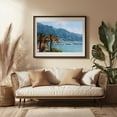 thumbnail image 3 of Cote d'Azur Blues - Menton Provence-Alpes-Côte d'Azur France Photography Tropical Seaside Harbor Palm Tree Coast Landscape Summer Black Framed Wall Art Print 12 x 18 inches, 3 of 4