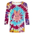 thumbnail image 4 of ZVAVZ Chemises de Pâques Amusantes pour Femmes, Chandail à Col Rond Style de Pâques pour Femmes, Blouse Décontractée Mignonne à Manches 3/4, T-Shirts de Professeur de Pâques en Liquidation, Vin P, 4 of 5