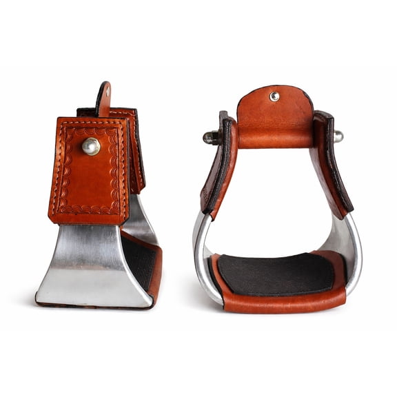 Horse Saddle SS Western STIRRUPS PAIR 3" NECK 4" TREAD 51133TN