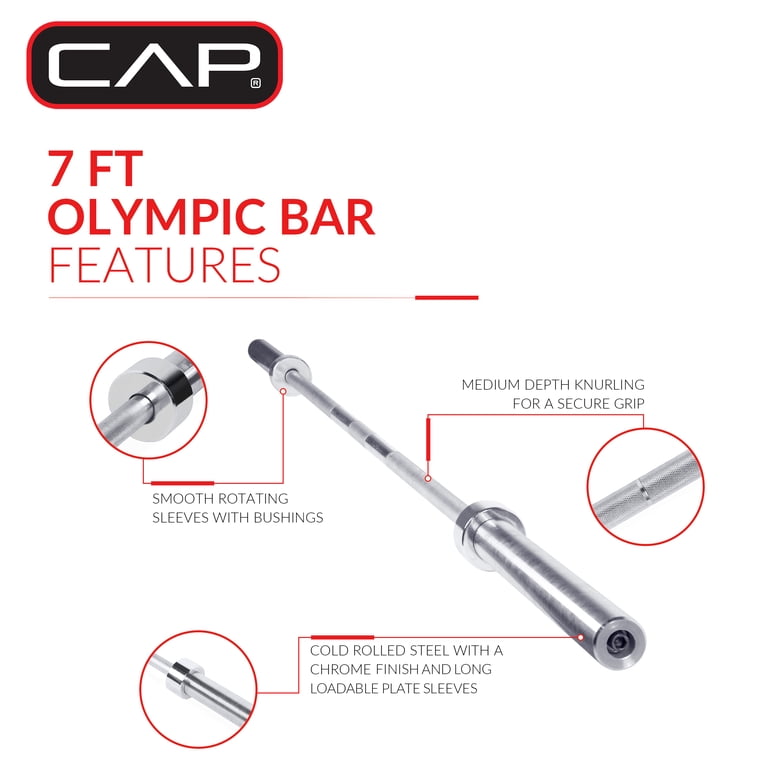 CAP Barbell 45lb Olympic Weight Bar, 7 Ft., Chrome photo 5