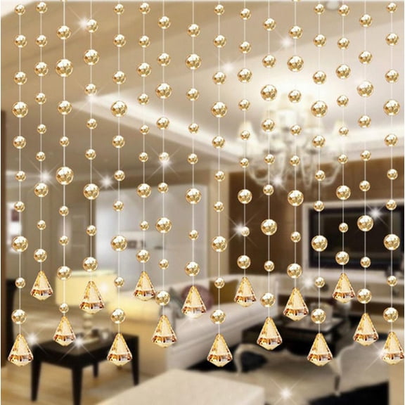 Curtain Beads for Doorways, Hanging Screen Door Curtain, 39 in Clear Crystal, Decorative Beads, Hanging Room Divider, 1 Pc Diamond Accent, Open Layout Separation