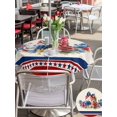 thumbnail image 5 of Outdoor Tablecloth with Umbrella Hole for Patio/Picnic/Party/Camping, 4th of July Waterproof Table Cloth Round Cover Washable, Rustic Floral Blue Red Independence Day (Dia 54"), 5 of 9