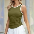thumbnail image 5 of Mittory Women's Sleeveless Tops White Trim Bodycon Casual Tank Tops Crewneck Shirts Summer Trendy Workout Athletic Vest Tee, 5 of 7