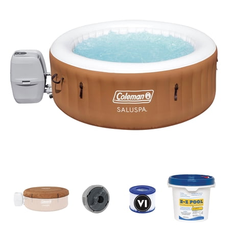 Coleman SaluSpa Miami Air Jet 4 Person Inflatable Hot Tub w/ Pool Treatment