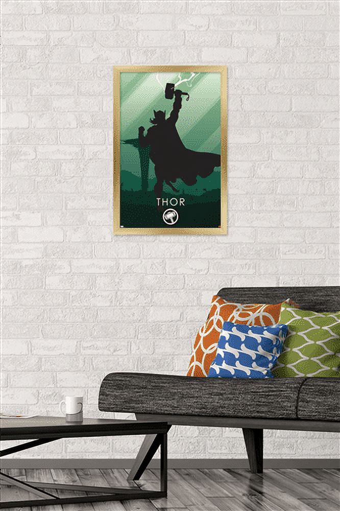Marvel Heroic Silhouette - Thor Wall Poster, 14.725" x 22.375", Framed
