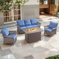 thumbnail image 2 of POCASSY Outdoor Furniture Set with Fire Pit Table - Patio Furniture Set with Outdoor Couch Wicker Patio Chairs and 50000BTU Fire Pit, Wicker Patio Furniture Set for Backyard Porch, Blue, 2 of 11