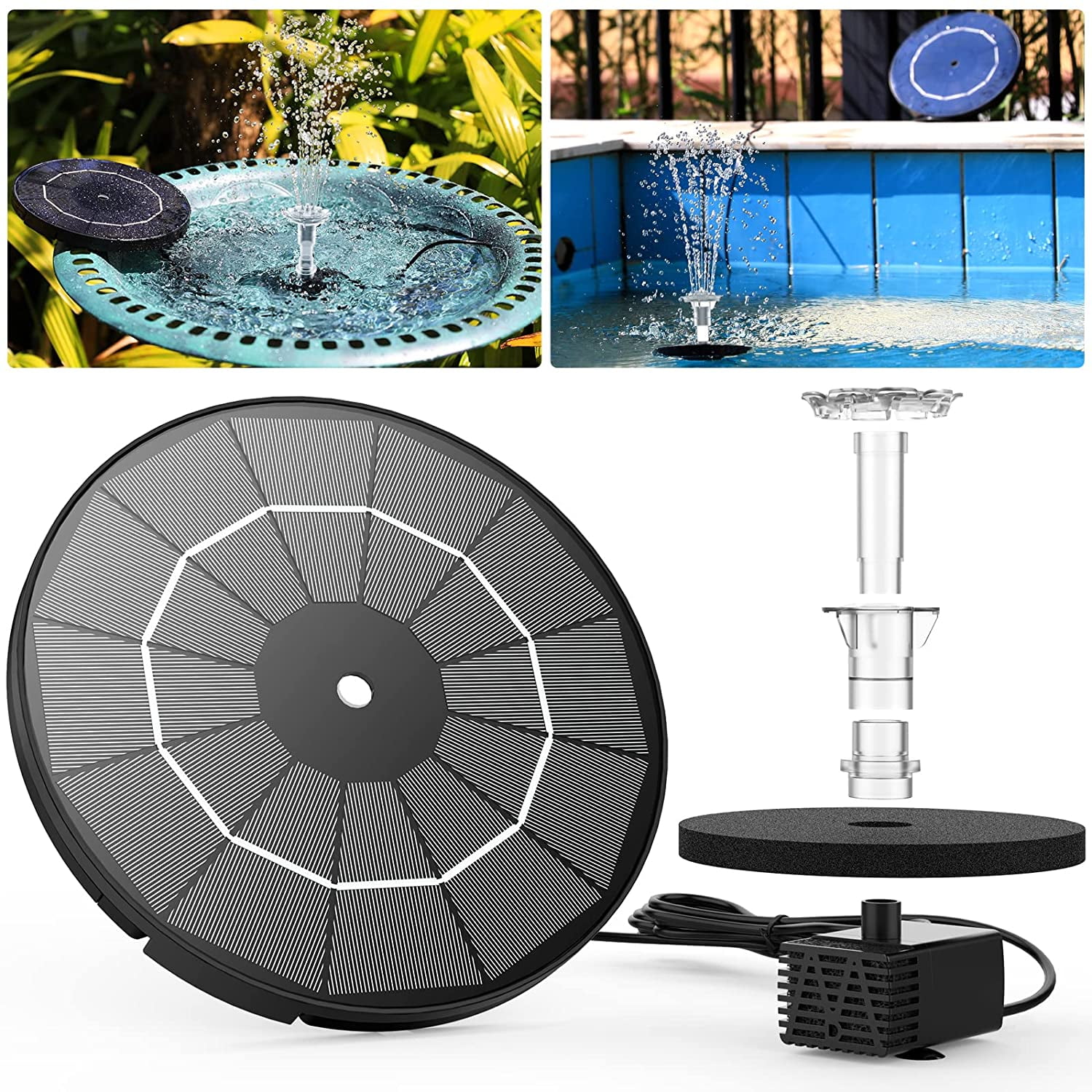 AISITIN 3.5W DIY Solar Fountain Pump for Water Feature Outdoor Solar