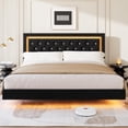 thumbnail image 1 of Cama Flotante King con Luces LED Inteligentes: Cabecero de Diamante Tapizado, Plataforma Sólida Silenciosa (Sin Somier) - Marco Moderno con Listones de Madera Maciza, 1 of 7
