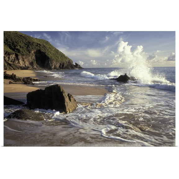 Great BIG Canvas | "Caribbean, St. Kitts. Southeast peninsula, view of Atlantic Beach" Art Print - 48x32