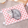thumbnail image 4 of HOARBOEG Checkerboard Pet Blanket with Fluff Balls, Reversible Warm Fleece Throw for Cats and Dogs, Soft Pet Bed for Crate, Sofa & Car, Machine Washable Pet Mat, 15.74*19.68in, 4 of 6
