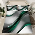 thumbnail image 2 of Feelyou Adult Modern Fashion Queen Sheet Sets, Teal Abstract Geometric Flat Sheet, Stripes Ombre Queen Fitted Sheet, Ultra Soft Home Decor, 4pcs, 2 of 7