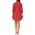 thumbnail image 3 of INSPIRE CHIC Women's Shirt Dress 3/4 Sleeve Button Down Mini Dresses L Red, 3 of 8