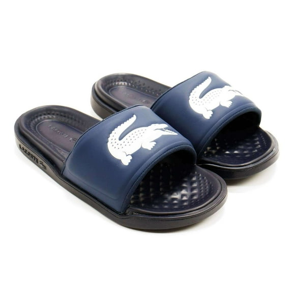Lacoste Men's Croco Dualiste 1122 2 Slide Sandals, Navy White,13 M US