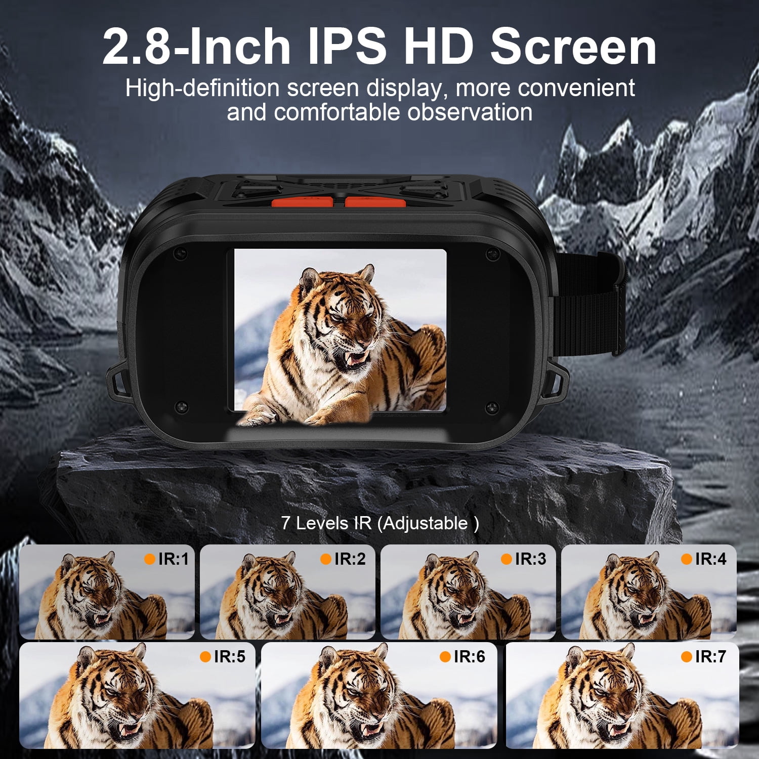 Night Vision Goggles,7 Level Infrared Digital Night Vision Binoculars for Adults,10x Zoom HD Screen Thermal Binoculars with 64GB TF Card for Photos and Videos Type-C Rechargeable Hunting Binoculars