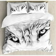 thumbnail image 3 of Tattoo Decor Twin Size Duvet Cover Set, Winter Time Animal White Wolf with its Eyes Looking Straight and Fierce, Decorative 2 Piece Bedding Set with 1 Pillow Sham, White and Black, by Ambesonne, 3 of 3