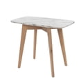 thumbnail image 2 of Cima 12" x 21" Rectangular Italian Carrara White Marble Table with Oak Legs, 2 of 10