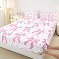 thumbnail image 3 of jejeloiu Lovely Bowknot Stars Bed Sheets,Pink Cartoon Bowtie King Sheets For Girls 4 Pieces, 3 of 7