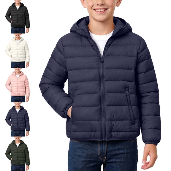 ITSAME Boys Girls Hooded Quilted Puffer Jacket Full Zip Lightweight Winter Warm Coat with Pockets Army Green Size 12