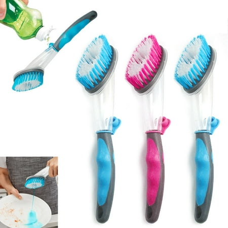 

3 Pack Dishwand Grip Soap Dispensing Dish Brush Scrubber Kitchen Sink Scrub