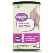 Great Value Organic Single Origin Colombia, Medium Roast, Whole Bean Coffee, 12 oz, Can