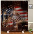 thumbnail image 3 of 4PCS Cabin Shower Curtain Set, Brown Buffalo Plaid Deer Elk Moose Black Bear Forest Woodland Animals Wildlife Hunting Lodge Country Rustic Farmhouse Bathroom Decor, Non-Slip Bath Mat, 3 of 7